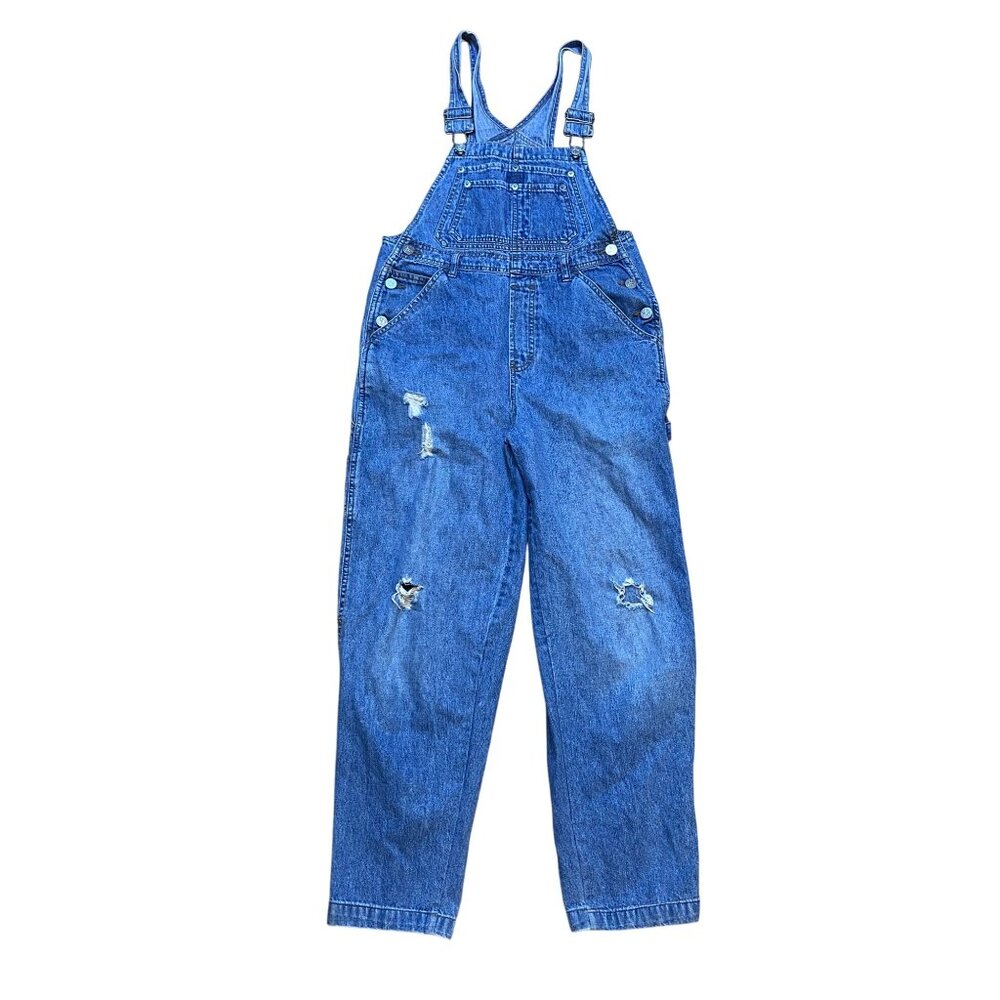 Reformation Repurposed Vintage Calvin Klein Distressed Blue Denim Overalls Women